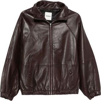 Sandro Giacca in pelle di agnello con zip - Marrone