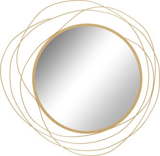 Mauro Ferretti Specchio Moderno E Rotondo Decorativo A Muro Con Ganci, In Vetro E Metallo, &Oslash;65x1 Cm, Oro