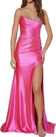 Nox Anabel Strapless Mermaid Prom Gown In Fuchsia