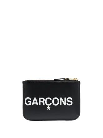 Comme Des Gar&ccedil;ons Logo-Print Leather Card Case - Black