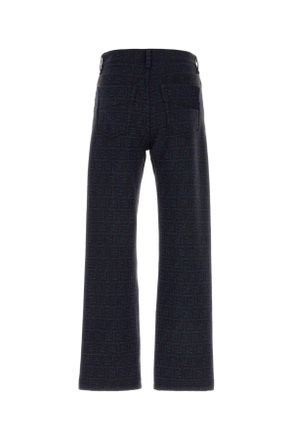 Fendi Mens Embroidered Cotton Blend Pant Indaco+caffe Pantaloni