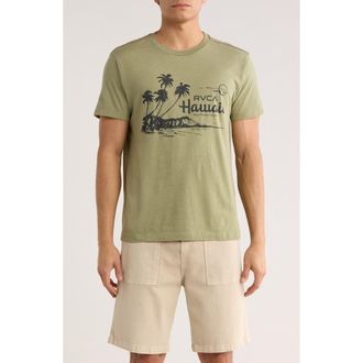 Rvca Luau Vistas Slim Fit Graphic T-Shirt in Ranger Green at Nordstrom Rack, Size Xx-Large