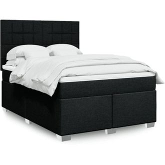 vidaXL Vidaxl - Cama Box Spring Con Colch&oacute;n Tela Negro 140x190 Cm