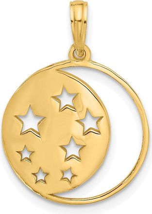 Diamond2Deal 14k Yellow Gold Polished Moon and Stars Charm Pendant