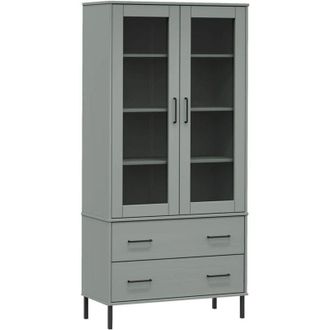 vidaXL Librer&iacute;a Patas De Metal Oslo Madera Maciza Gris 85x35x172,5cm Vidaxl