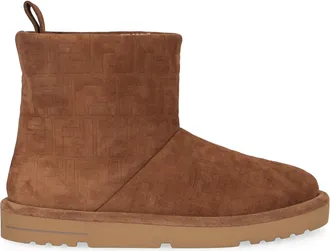 Fendi Mens Ankle Boots Tobacco Suede Calfskin