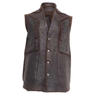 Rick Owens Fogpocket Shearling Vest in Brown Lamb Leather