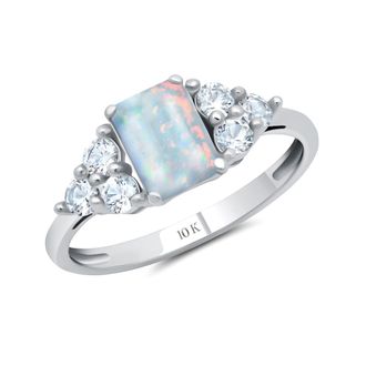 MAX + STONE 10k Yellow or White Gold Gemstone Emerald Cut Birthstone Anniversary Ring