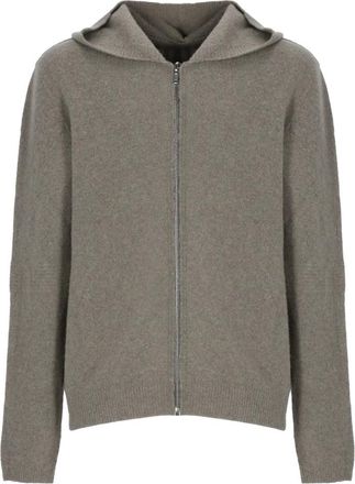 Rick Owens Full-Zip Hoodie - Heren - Cashmere truien - Grijs - S - Kasjmier - Truien & Vesten