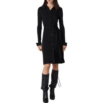Diane Von F&uuml;rstenberg Diane Long Sleeve Shirtdress in Black at Nordstrom, Size Xx-Small