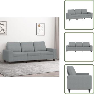 vidaXL Divano comfort - vidaXL Divano a 3 Posti Grigio Chiaro 180 cm in Tessuto - Divano grigio chiaro