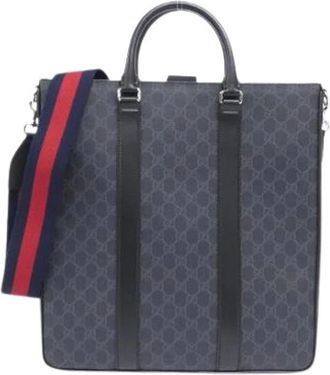 Gucci Pre-owned Tote Bags, male, Black, Size: ONE SIZE Pre-owned GG Supreme Canvas Tote Bag