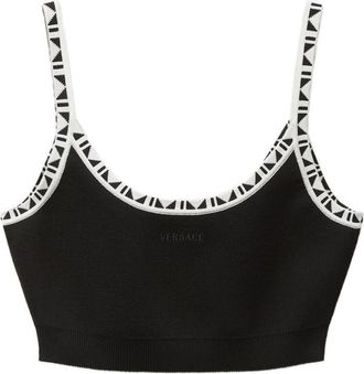 Versace Black Logo Scoop Neck Top