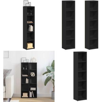 vidaXL Scaffali Porta CD 2 pz Neri 21x16x93,5 cm Legno Multistrato - Scaffali in legno - Scaffali per CD