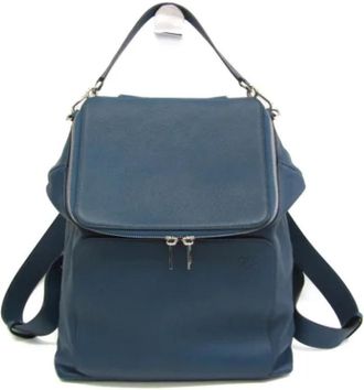 Loewe Pre-owned Leather backpacks - Dames - Vintage Rugzakken - Blauw - ONE Size - Leer - Vintage
