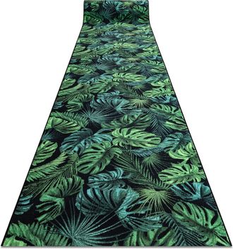 RugsX Rugsx - Alfombra De Pasillo Con Refuerzo De Goma Monstera Hojas, Verde 100 Cm Green 100x270 Cm
