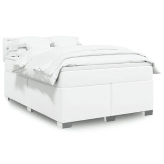 vidaXL Cama Box Spring Con Colch&oacute;n Cuero Sint&eacute;tico Blanco 160x200 Cm Vidaxl