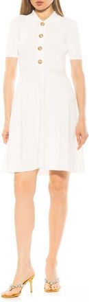 Alexia Admor Soren Short Sleeve Fit & Flare Sweater Dress in Ivory at Nordstrom, Size X-Large