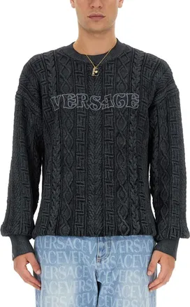 Versace Dark Grey Logo Sweaters