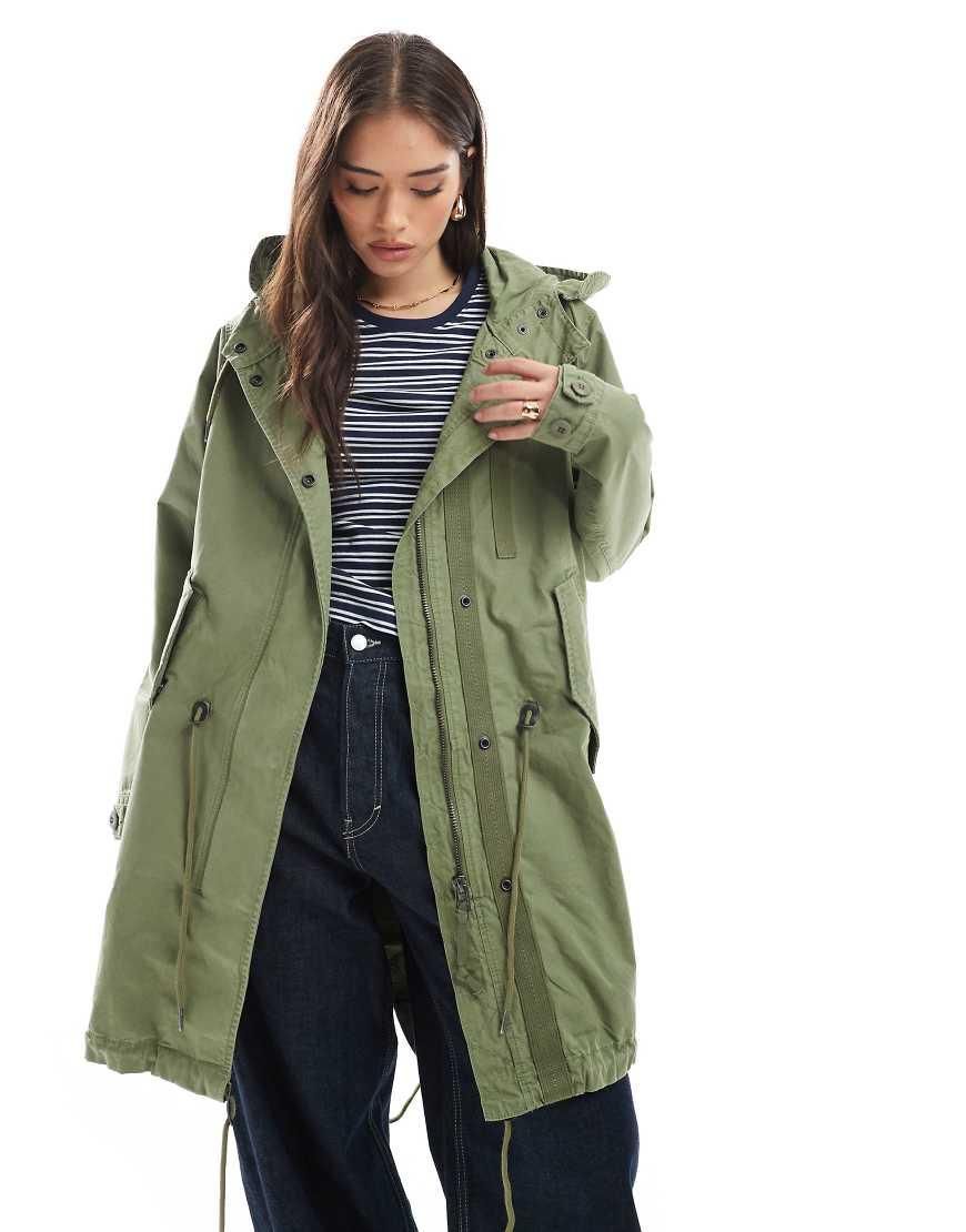 Superdry Doudoune Vert Sapin Femme Sweat à Capuche Oversize En