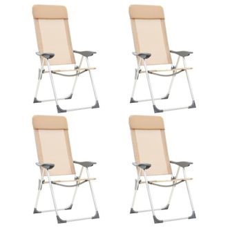 vidaXL Vidaxl Sillas De Camping Plegables 4 Unidades Aluminio Crema