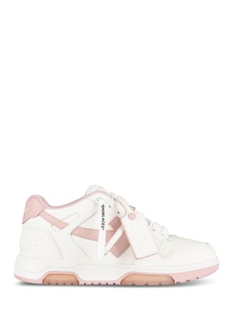 Off-white Low-Top Sneakers with Soft Pink Accents