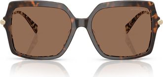 Michael Kors Quogue 57mm Square Sunglasses in Dark/Cream Tortoise /Brown at Nordstrom