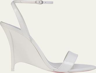 Christian Louboutin 100mm Zeezeenella Patent Leather Wedge Sandals