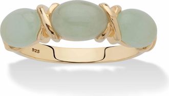 Palm Beach Jewelry Genuine Jade Gold-Plated Silver X & O Ring