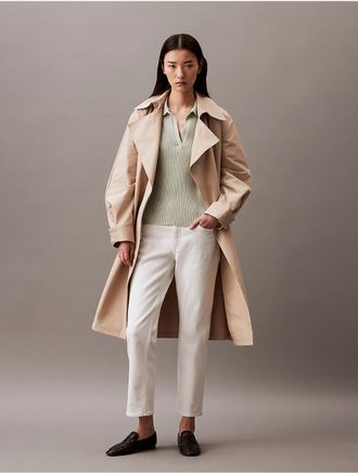 Calvin Klein Jeans Calvin Klein Womens Smooth Cotton Rib Sweater Polo Shirt - Neutral - XL