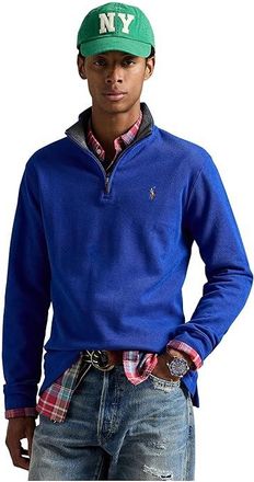 Polo Ralph Lauren Estate- Rib Quarter Zip Pullover Mens Clothing Sapphire Star/Barclay Heather : 2XL, Cotton