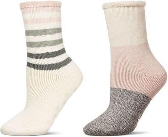 MeMoi Assorted 2-Pack Terry Cushioned Crew Socks in Ivory at Nordstrom, Size 9