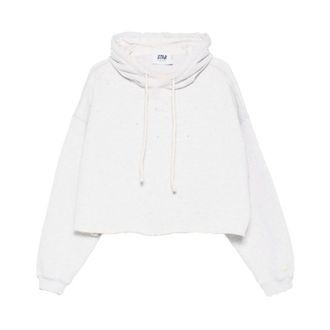 Golden Goose Hoodies, female, White, Size: XS Drawstring Cropped Hoodie