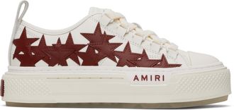 【AMIRI】ベージュ＆ホワイト Stars Low スニーカー アミリ“スター＆ボーンズ”モチーフのユニセックスシューズ