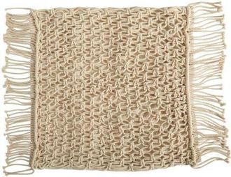 Nearly Natural 18-in Boho Fringed Woven Macrame Decorative Pillow Cover in Beige at Nordstrom
