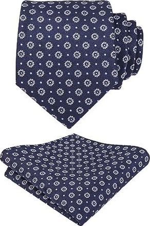 Alizeal Ensemble cravate et mouchoir en jacquard tissé cachemire classique pour homme, Or rouge 174, Taille unique
