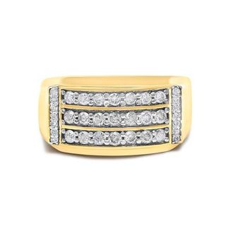 House of Brilliance Mens 14K Yellow Gold Plated Sterling Silver 3/4 Cttw Diamond 3 Row Band Ring in Yellow Gold Over Silver at Nordstrom, Size 10