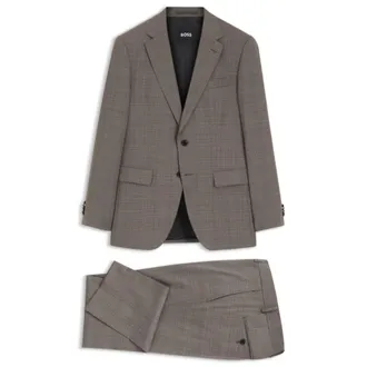 BOSS Two-piece slim-fit suit in checked stretch wool