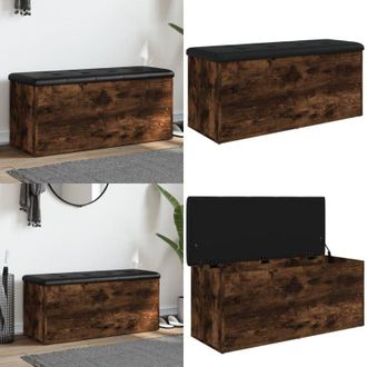 vidaXL Panca Portaoggetti Rovere Fumo 102x42x45 cm Legno Multistrato - Panca da corridoio - Panca in legno