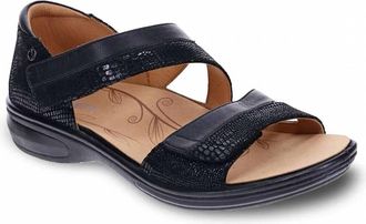 Revere Comfort Shoes Womens Mauritius Sandal - Wide In Black French/lizard