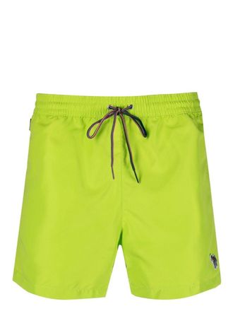 Paul Smith logo-patch drawstring swim-shorts - men - Recycled Polyester/Polyester - M - Green