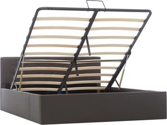 vidaXL Cama Canap&eacute; Hidr&aacute;ulica Cuero Sint&eacute;tico Gris 140x200 Cm Vidaxl