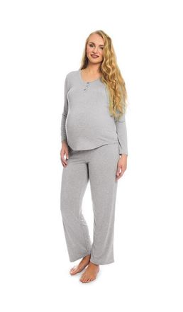 Everly Grey Laina During & After 2-Piece Maternity/Nursing Sleep Set in Heather Grey Solid at Nordstrom, Size X-Small