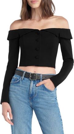 Favorite Daughter The Revenge Off the Shoulder Crop Top in Black at Nordstrom, Size 12