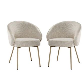 Calicosy Set di 2 sedie, in tessuto e gambe in metallo beige H81 cm - PIA