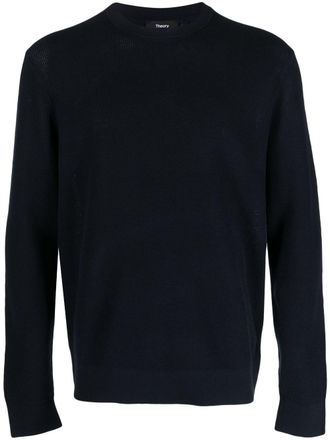 Theory crew-neck long-sleeve jumper - men - Cotton/other fibers - L - Blue