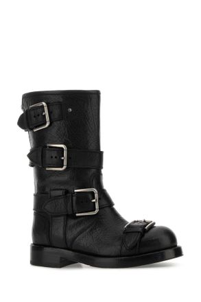 Dolce & Gabbana Womens Black Leather Boots Nero Stivali