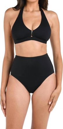 La Blanca Banded Halter Bikini Swimsuit Top In Black