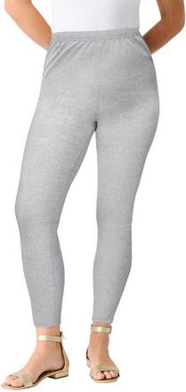 Roaman's Plus Size Essential Stretch Ankle Length Pull On Legging in Heather Grey at Nordstrom, Size Medium