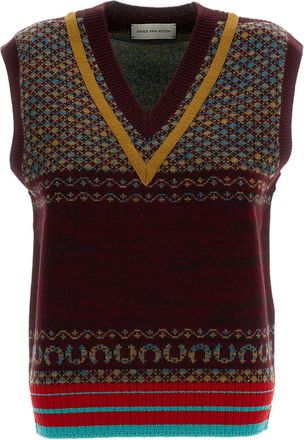Dries Van Noten V-Neck Jacquard Knit Top